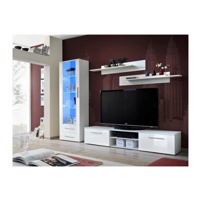 Meuble TV GALINO design, coloris blanc brillant. Meuble moderne et tendance pour votre salon.
