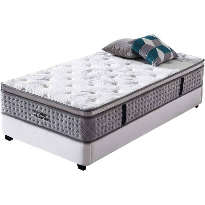 Matelas ressorts -Laura- - 90 x 190 cm - Blanc / Gris