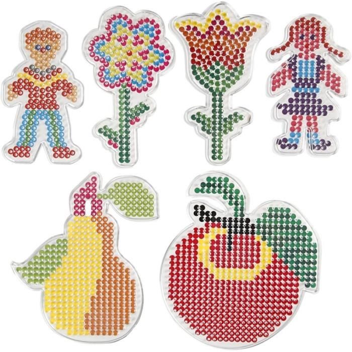 Assortiment de plaques colorées pour perles à repasser Midi - 6 designs - 8,5 à 16 cm - 6 pcs