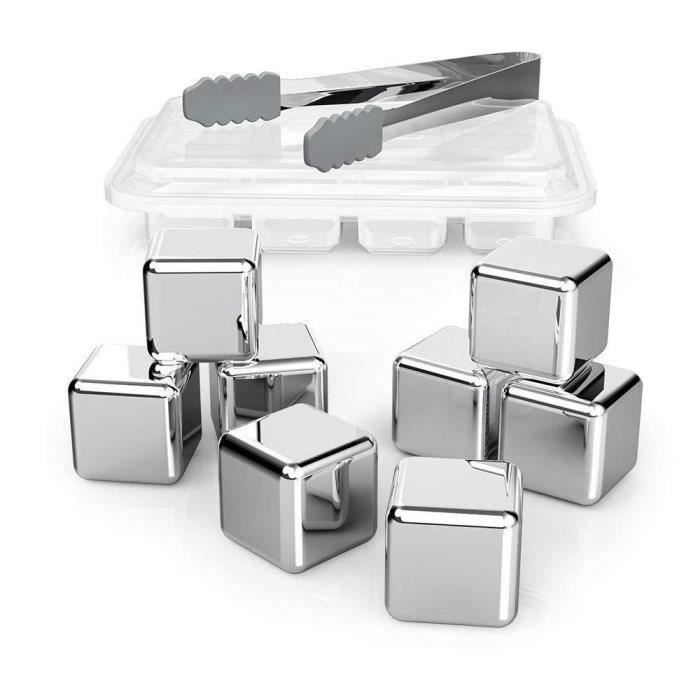 Set de 8 Glaçons à Whisky Pierres Gift Ice Cubes stéatite Acier Inoxydable Bi13849