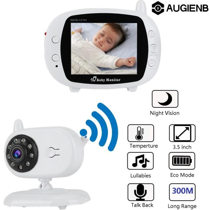 BABY PHONE - ECOUTE BEBE,AUGIENB moniteur vidéo bébé 3.5 pouces Sans fil WIFI, LCD, sécurité, caméra IP, 300m de Vision nocturne,