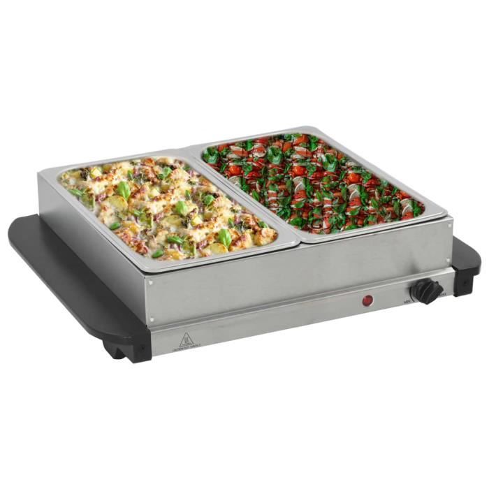 🐌🐌2843Magnifique Luxueuse- Serveur buffet Chauffe - Chauffe-Plats Chafing Dish Plaque Chauffante - Acier inoxydable 200 W 2x2,5 L
