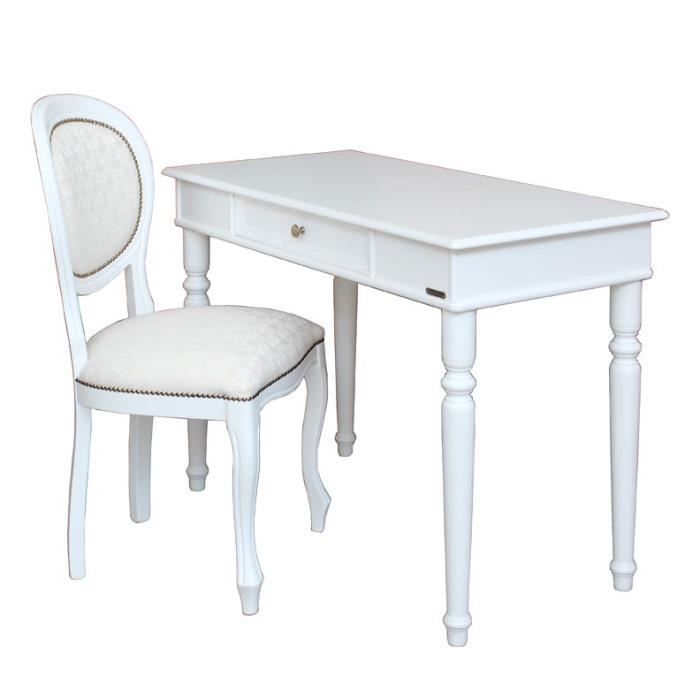 Ensemble bureau + chaise laquée blanc