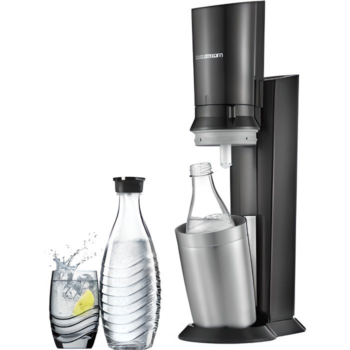 SODASTREAM CRYSTAL BLACK METAL + 2 CARAFES VERRES