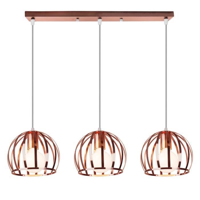 GuO Lampe Moderne Lustre Suspension Vintage Design Cage Métal Fer avec 3 Douille Edison E27 Luminaire pour Restaurant Cuisine Salon