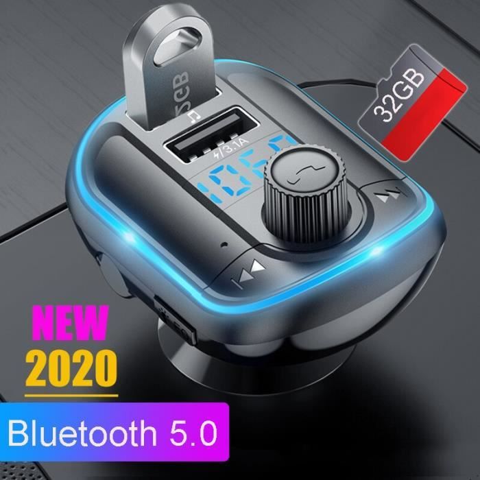 Accessoire audio - vidéo,Jinsta transmetteur FM Bluetooth 2020 pour voiture, 5.0, charge rapide, modulateur FM TF, clé USB, lecteur