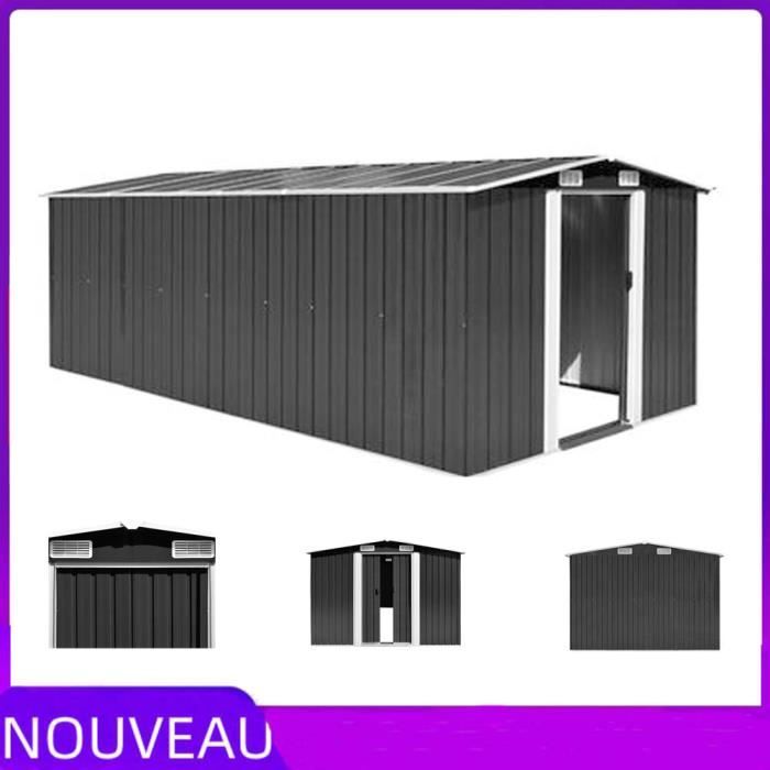 Abri de jardin 257x489x181 cm Métal Anthracite pour ranger une grande variété d’outils CHAUD YNF