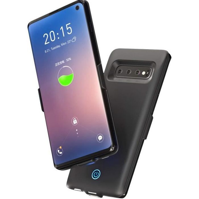 Coque Batterie Samsung Galaxy S10 PLUS , 7000mAh Power Bank Rechargeable étui de Chargeur Prolongée Housse de Batterie (Noir)