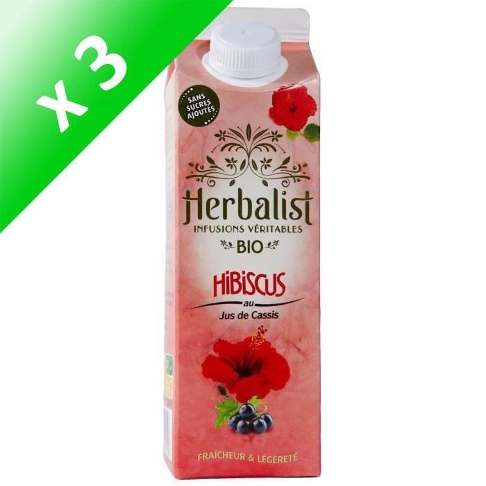 HERBALIST Hibiscus au jus de Cassis Bio (Lot de 3x 1 L)