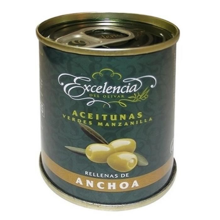 Olives vertes manzanilla farcies aux anchois 120gr
