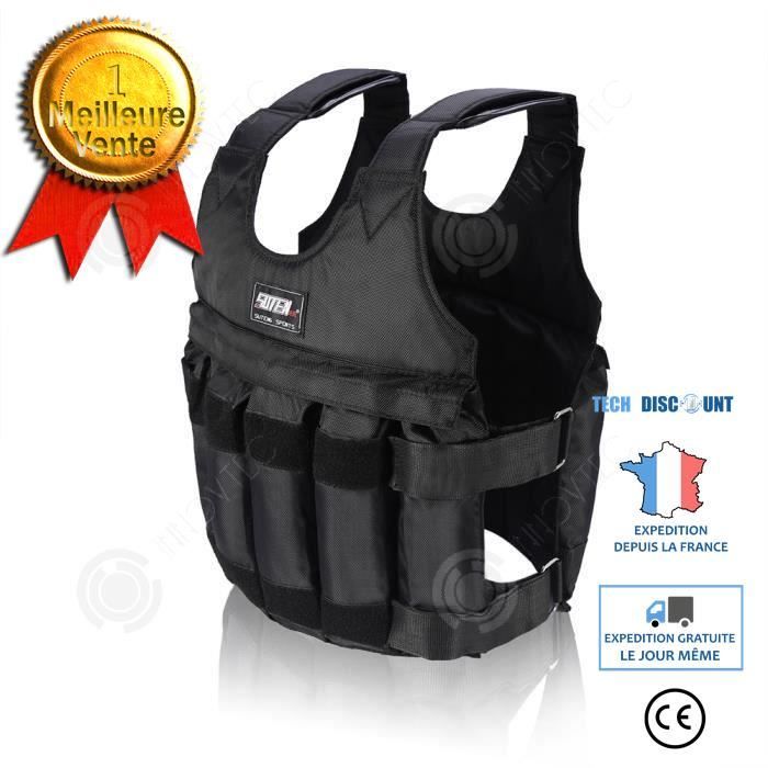 INN® gilet lesté musculation ajustable course homme femme CrossFit boxe fitness (sans les poids) exercices entraînement réglable 50k