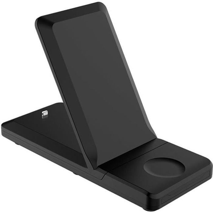 Chargeur sans fil 3 en 1 H6 Station de recharge rapide Support Dock pliable Porte-15W Black