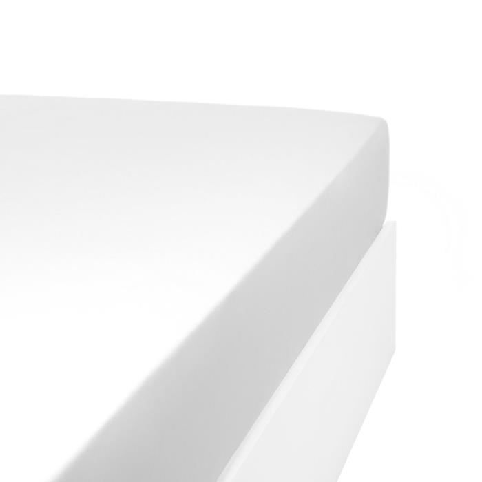 LINANDELLE - Drap housse coton jersey extensible lit double articulé PAPILLON - Blanc - 100x200 cm