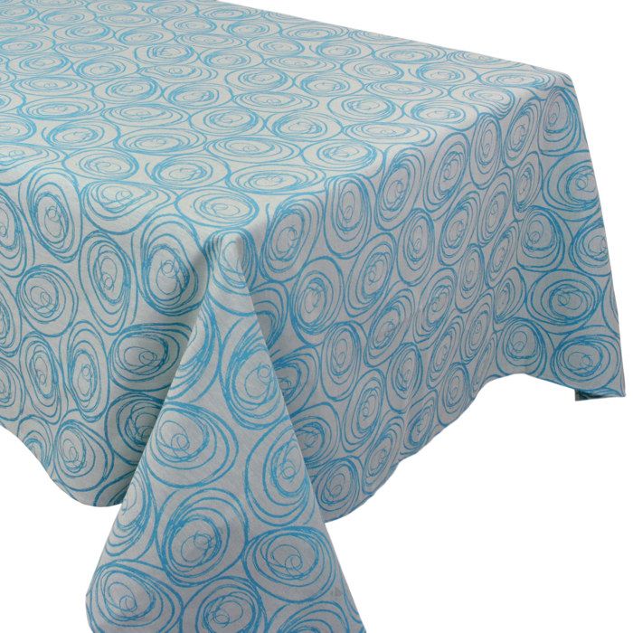 Nappe rectangle 150x250 cm Jacquard 100% coton SPIRALE bleu turquoise Turquoise
