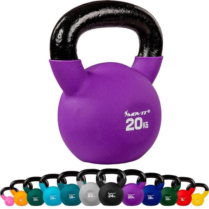 MOVIT Kettlebell 20kg violet en fonte néoprène