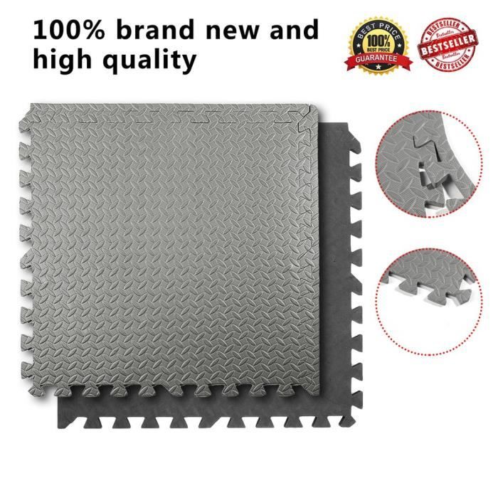Tapis de Sol de Gym Sport avec 48 Dalles de Protection en Mousse 60 cm x 60 cm Gris