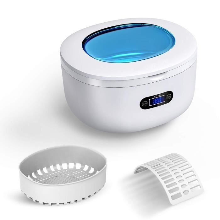 Nettoyeur à Ultrasons XL 750 ML - Ecran digital - Minuterie Réglage du Temps - Inclus Panier et Support