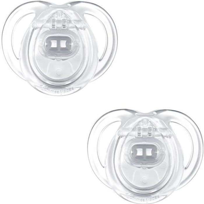 TOMMEE TIPPEE 2 Sucettes CTN Classique 0-6m coloris aleatoire(couleurs aléatoires - Rose/bleu/transparent)