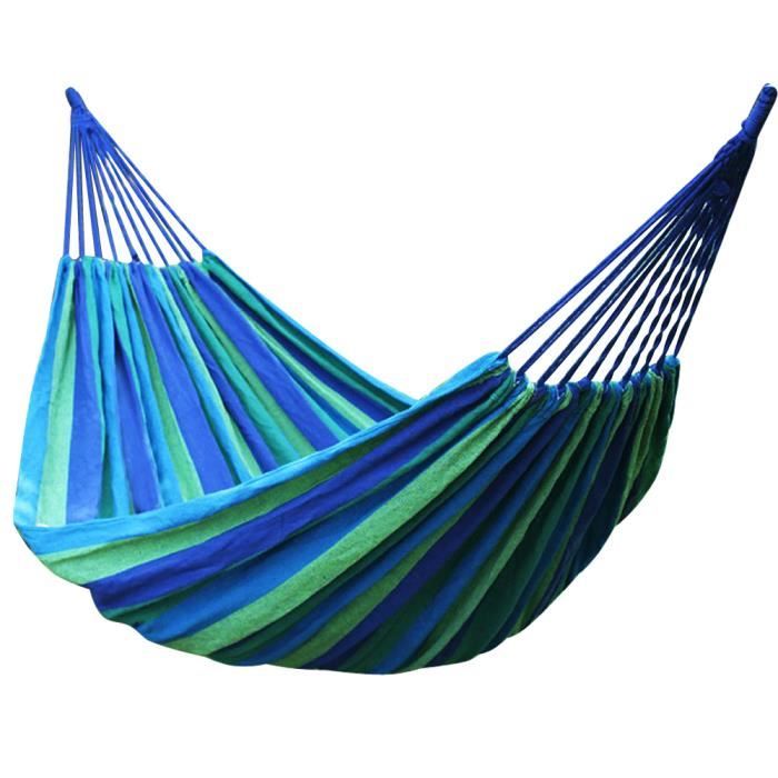 TRIXES Hamac Portable Bleu et Vert de 2 Mètres pour Jardin Camping Voyage