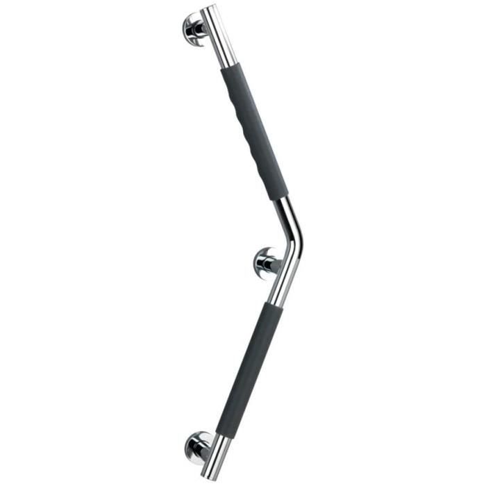WENKO Barre d'appui WC Secura, Barre de maintien Salle de Bain et WC, Poignée antidérapante Silicone - Acier Inox, 37x37 cm