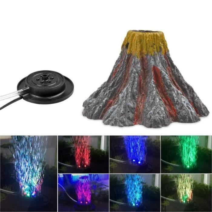 DN35386-Volcan Aquarium Kit de Décoration, Lampe Bulle avec LED Coloré Décoration pour Aquarium
