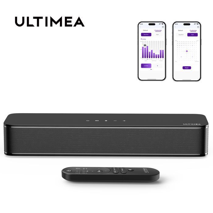 ULTIMEA Barre de Son 2.1ch Tout-en-Un pour TV Caisson de Basses Intégré Contrôle via App 120W Bluetooth® 5.4 Poseidon M20