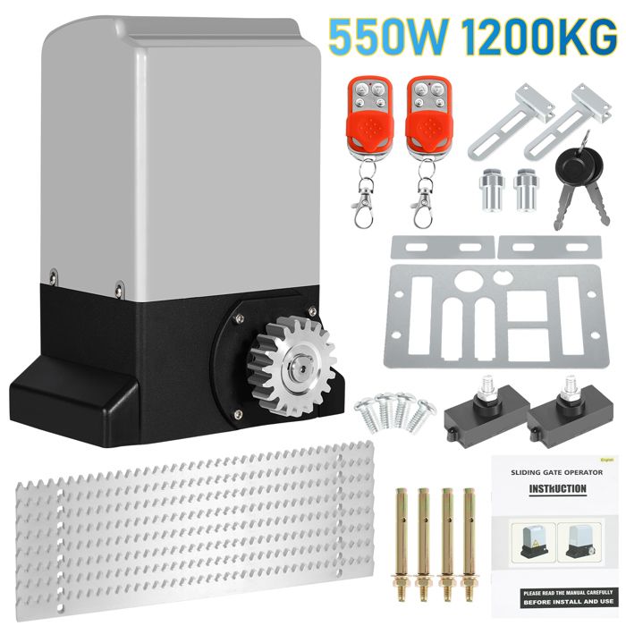 Eulenke 550W Ouvre-porte portail coulissant jusquà 1200kg Motorisation portail coulissant
