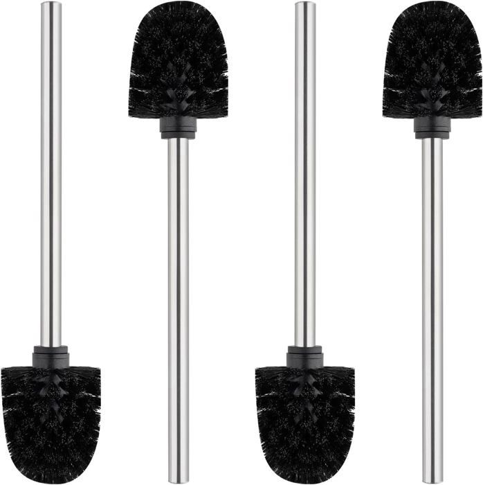 4 Brosses WC Avec Manche Acier Inoxydable - Balai Toilette 37cm | Nettoyage Salle De Bains