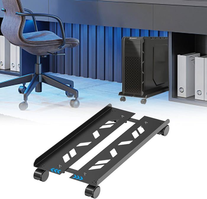 Support Tour PC Avec Roulettes JoliJour - Largeur Réglable 20-26cm Pour Boîtier Gaming