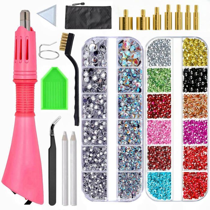 Strass Application Kit Applicateur Strass Hotfix, Kit Strass Thermocollant Avec 2 Boîtes de ...