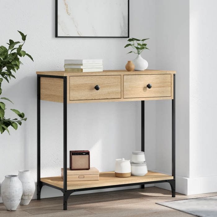 SogesHome Table basse ronde en bambou 40 cm avec support pour fleurs