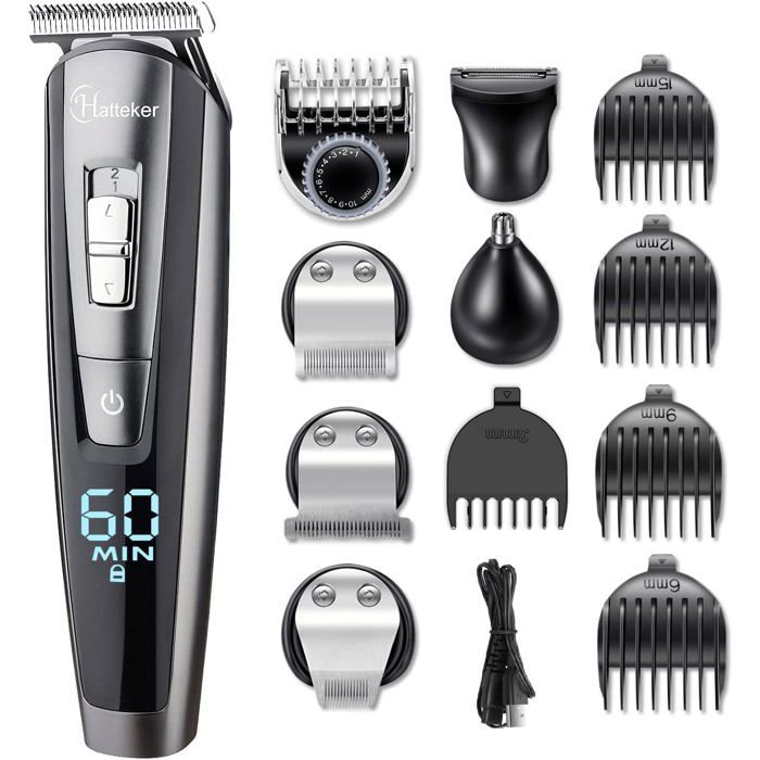 Tondeuse Barbe Tondeuse Cheveux Hommes Rasoir Tondeuse Corps Nez-Oreilles Impermeable 5 In 1