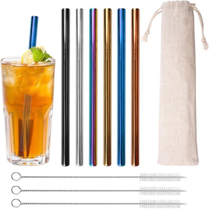 8 Pailles En Verre Réutilisables 20cm Avec 2 Brosses - Pailles Bubble Tea Décor Papillon Et Florale