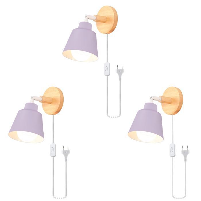 iDEGU 3x Applique Murale Intérieur Moderne Lampe Murale Industriel avec Prise et Interrupteur Réglable E27 Luminaire Vintage Violet