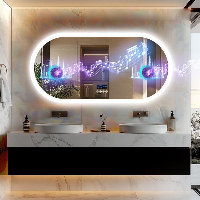 Miroir Salle de Bain - UNHO - Ovale - 120x60cm - LED - Bluetooth - Anti-buée