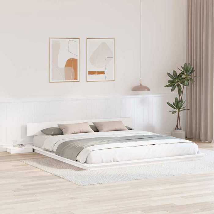 vidaXL Cadre de lit Blanc 200 x 200 cm bois 872387