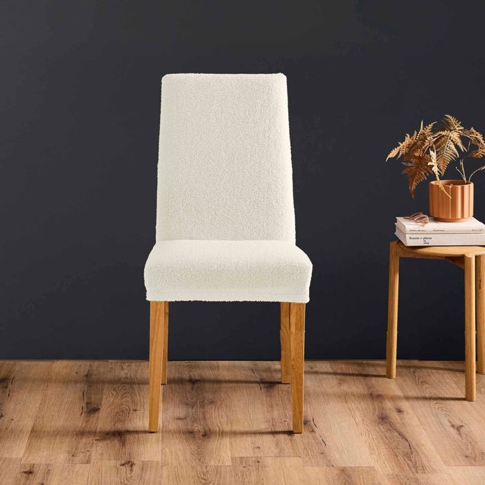 Housse de chaise extensible bouclette Naturel 50x65x55 cm Housse de chaise extensible bouclette Naturel 50x65x55 cm