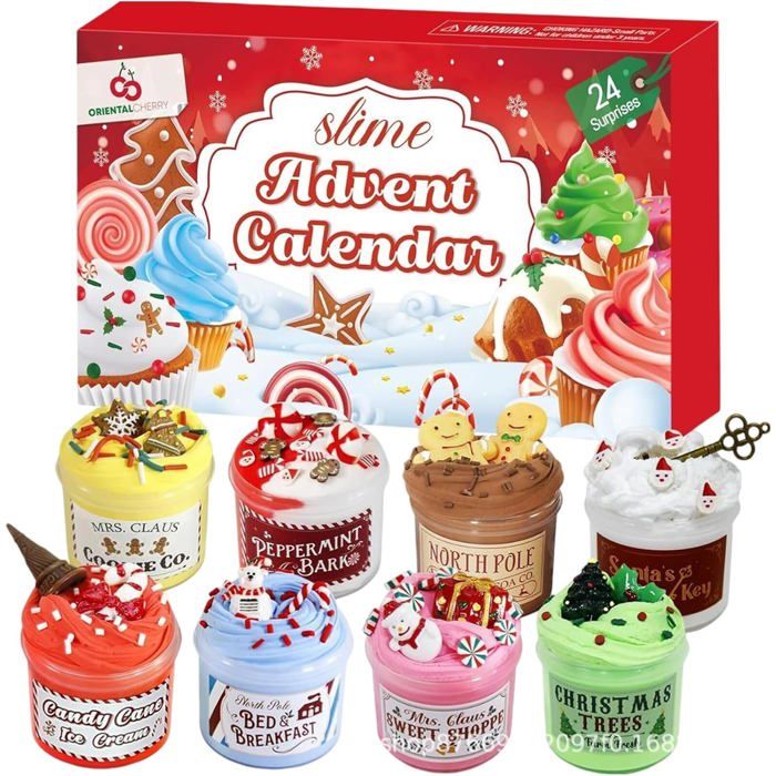 Calendrier de l'Avent de Noël - Kit de 24 Jours de Slime et Charmes - Calendriers de Compte à