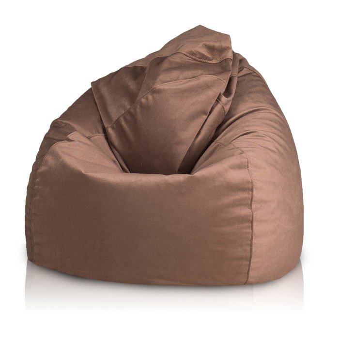 Fuzzy pouf fauteuil microfibre poire adulte fauteuil relax salon billes polystyrène 80x110 cm marron clair Ecopuf