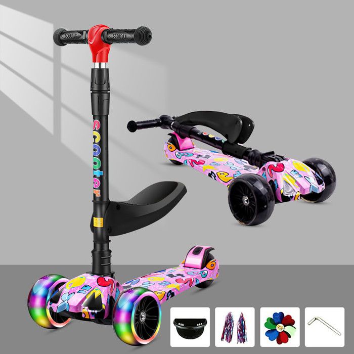 Trottinette pour enfants de 3 à 12 ans, design pliable léger, hauteur réglable sur 3 niveaux, conduite douce et silencieuse, cadeau pour filles et garçons pour l'intérieur et l'extérieur (noir Trottinette pour enfants de 3 à 12 ans, design pliable léger, hauteur réglable sur 3 niveaux, conduite douce et silencieuse, cadeau pour filles et garçons pour l'intérieur et l'extérieur (noir
