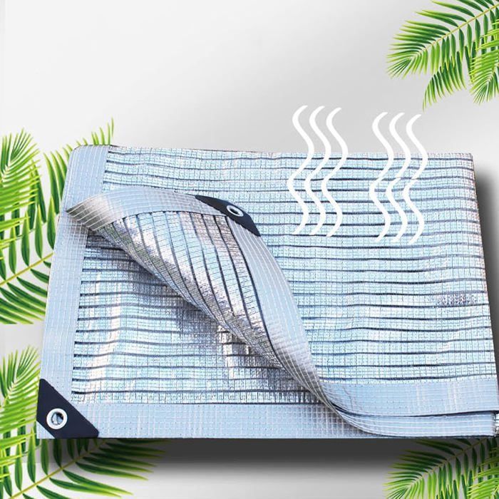 Filet Dombrage en AluminiumShade NetTissu Dombre Résistant Aux UVVoile Dombrage Coupe-Vent Argent (3x3m) YYV