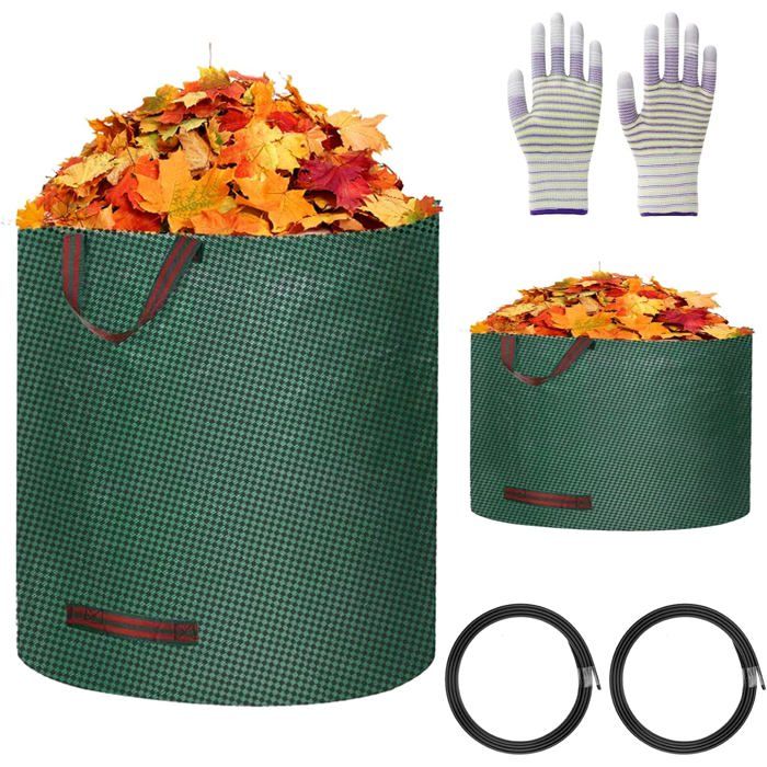Gecosac Sac Jardin Déchets Verts 120L Autoportant - Résistant Avec 3 Poignées Et Anneau Support