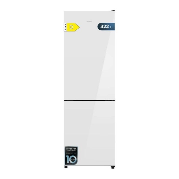 Cecotec Réfrigérateur combiné 322 L Bolero CoolMarket Combi 322i White Glass D. Hauteur 1855 cm largeur 595 cm