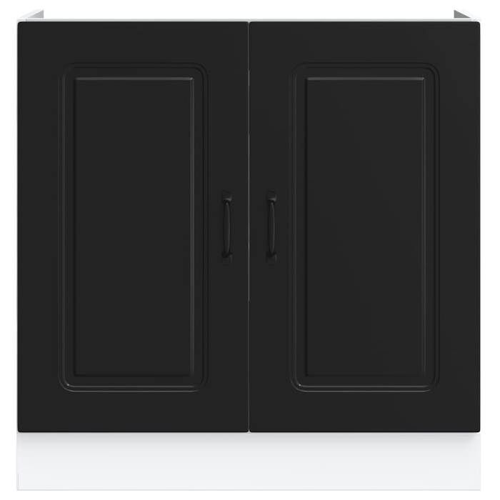 Caisson de cuisine Noir - LEMON® Meuble bas pour évier Kalmar - Noir - 80x46x81 5cm - Bois ingénierie 574 - Soldes