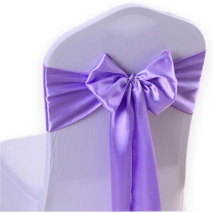 Lot de 50 nœuds de chaise en satin violet pour décoration de mariage banquet et autres événements.