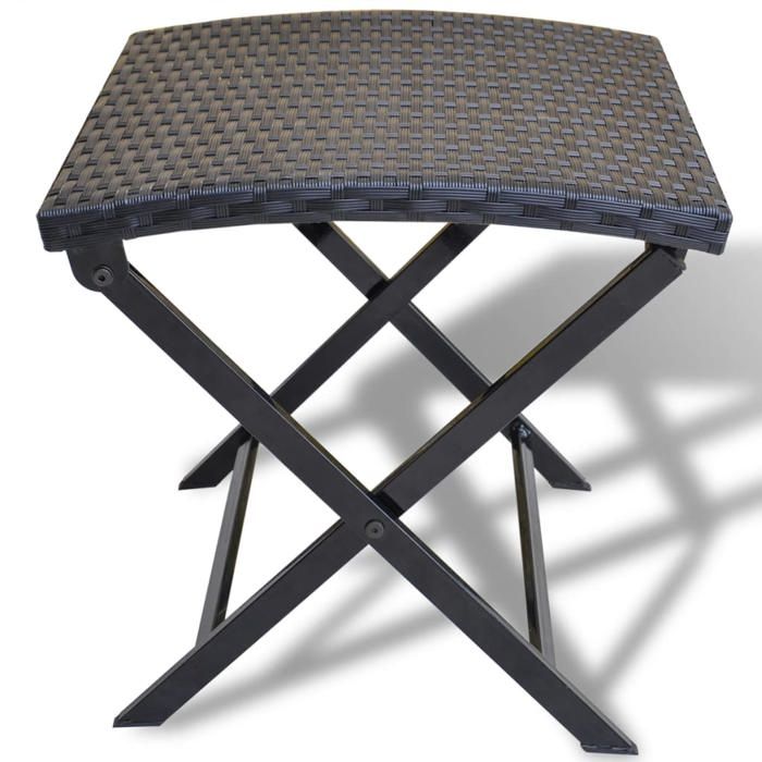 STAR SALE® Tabouret pliable(1 PC) - Siège de jardin - Résine tressée Noir 44x44x40 cm T4931