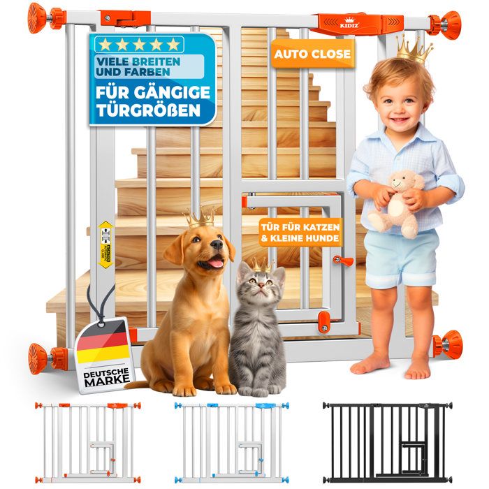 Barrière de sécurité extensible bleue - KESSER - 102-115 cm - Hauteur 75 cm - Écart entre barreaux 6 cm