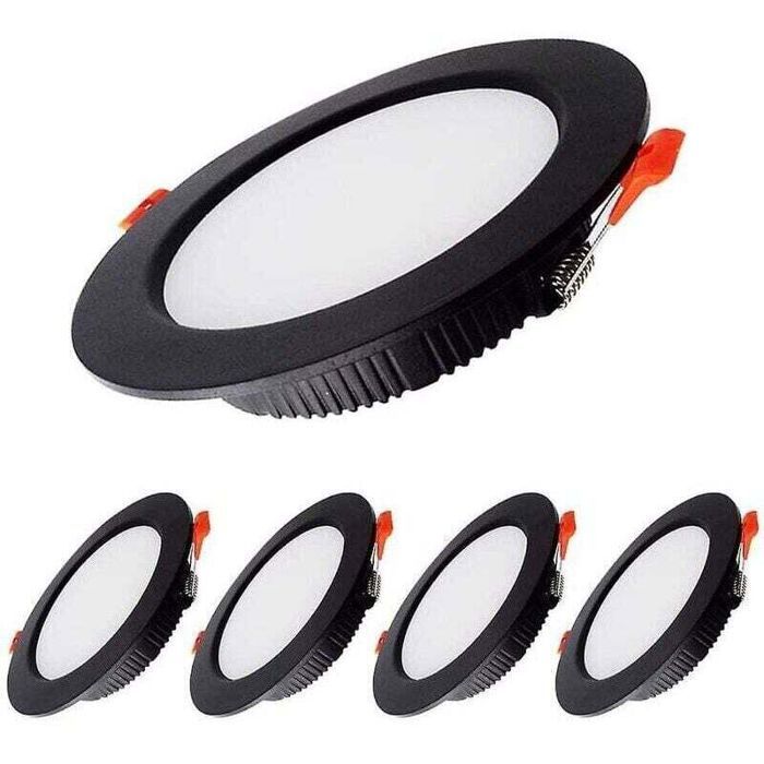Spot LED encastrable dimmable - DEMA - Noir extra plat - 7W équivalent à 70W incandescence - Blanc froid 6000K
