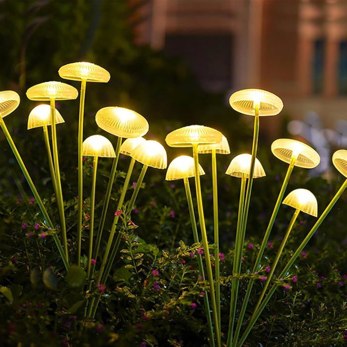 Lampes solaires de jardin - Unbrand - 2 pièces - 8 LED par lampe - Blanc chaud - Diamètre boule lumineuse 5 cm
