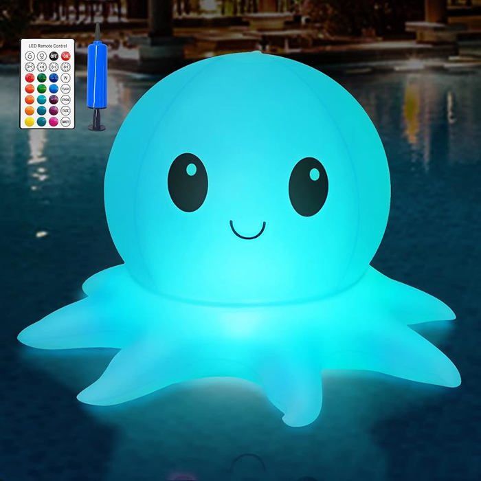 Lumières solaires de piscine lumières gonflables télécommande Pieuvre flottante lumières de piscine 16 WRGB couleurs  PROJECTEUR